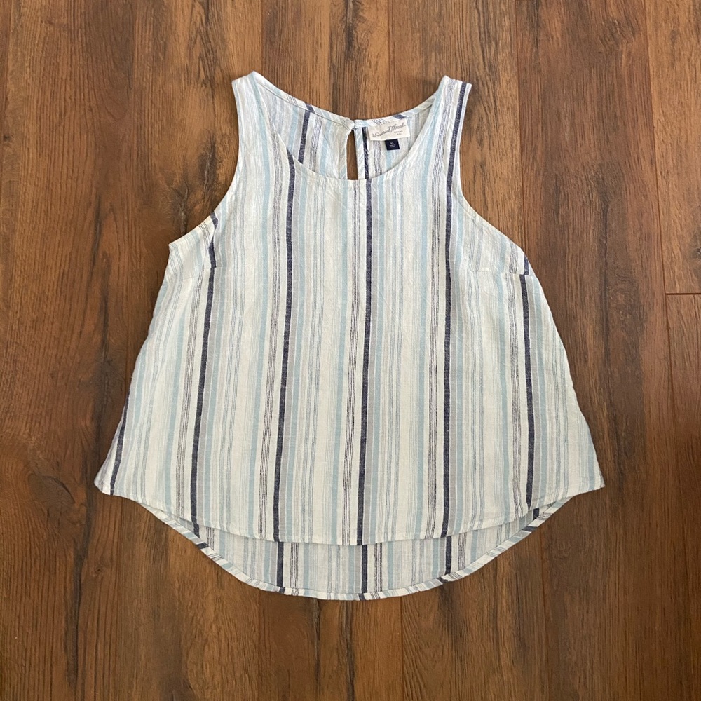 Blue and white striped tank top
